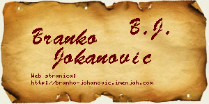 Branko Jokanović vizit kartica